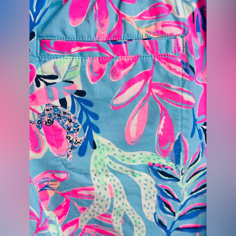 Lilly Pulitzer Ocean View Blue Pink Tropical Pull On Shorts Size XXS - Picture 7 of 11